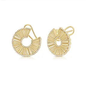 Fluted Diamond Round Statement Earrings