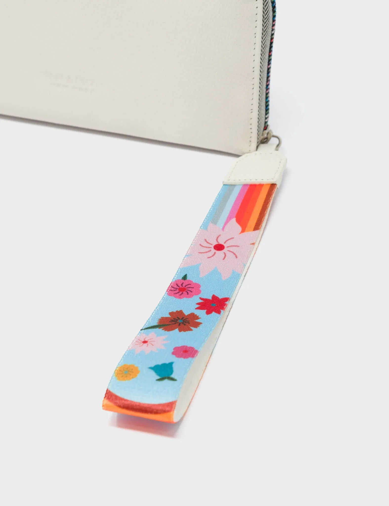 Francis Cream Leather Wallet - Groovy Rainbow Design