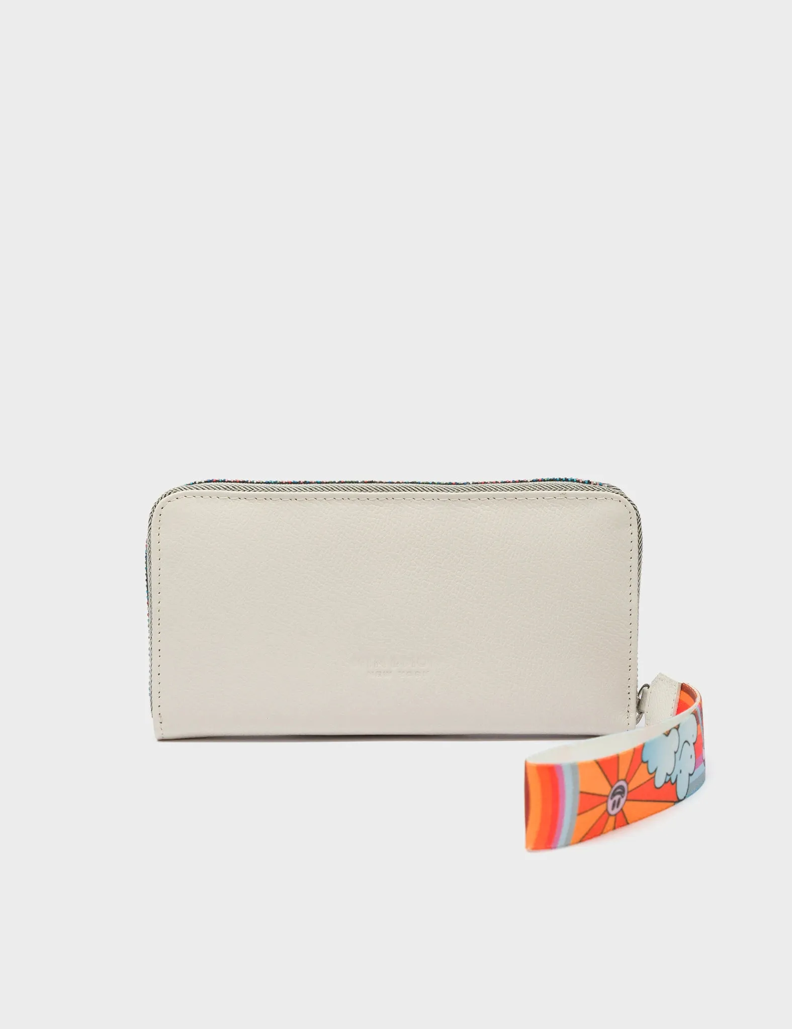 Francis Cream Leather Wallet - Groovy Rainbow Design