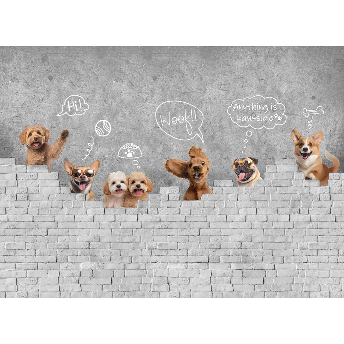 Furry Friends Cute Dogs Wallpaper for Kids Room