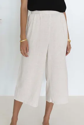 Gigi Cropped Wide Leg Natural Linen Pant