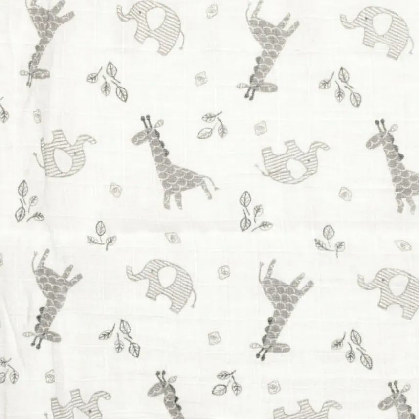 Giraffe & Elephant Swaddle Muslin