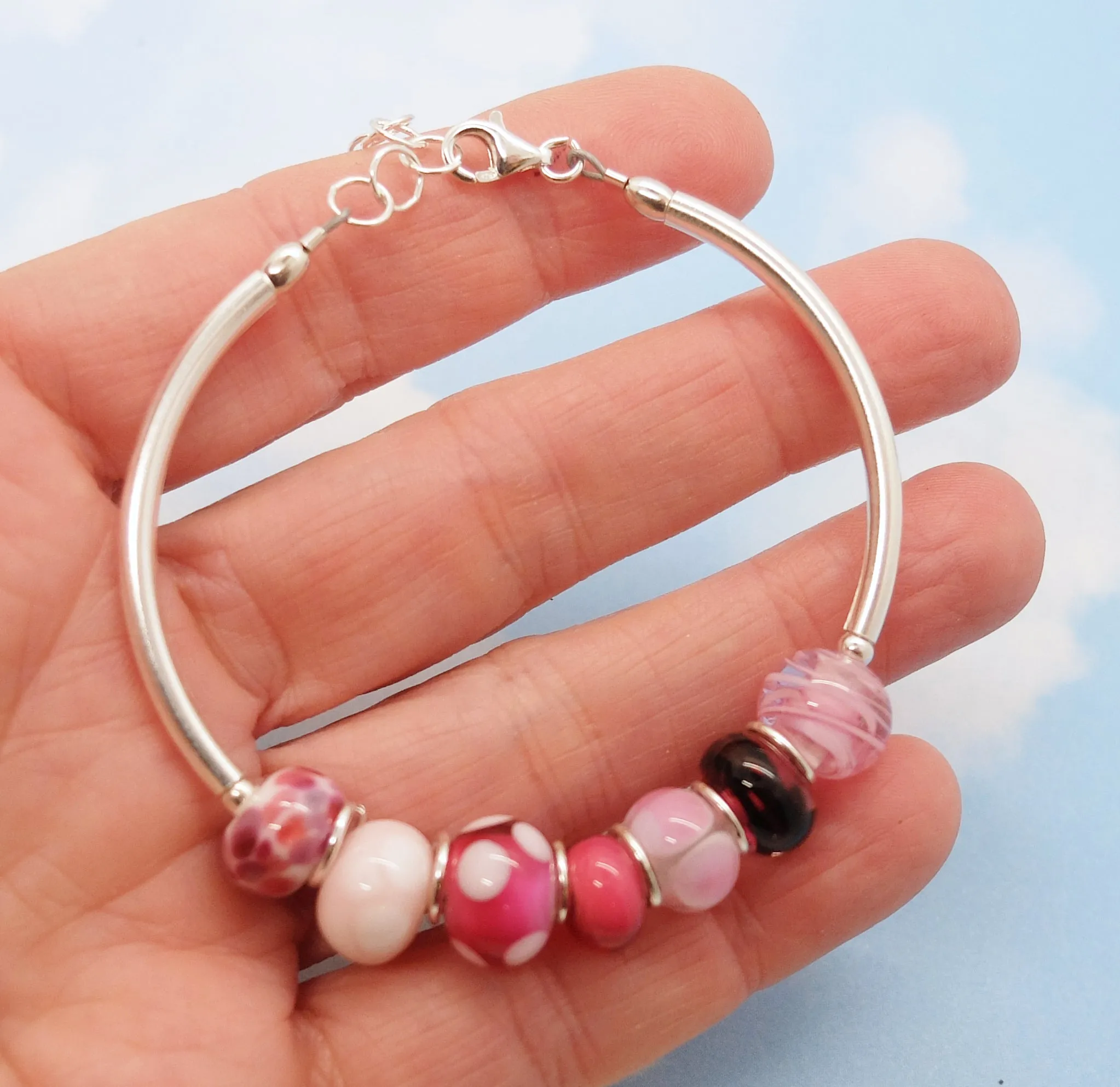 girly pink mini strand bracelet