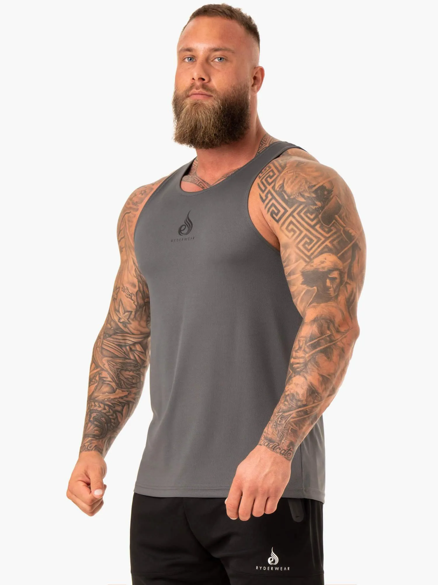 Heighten Mesh Regular Tank - Charcoal