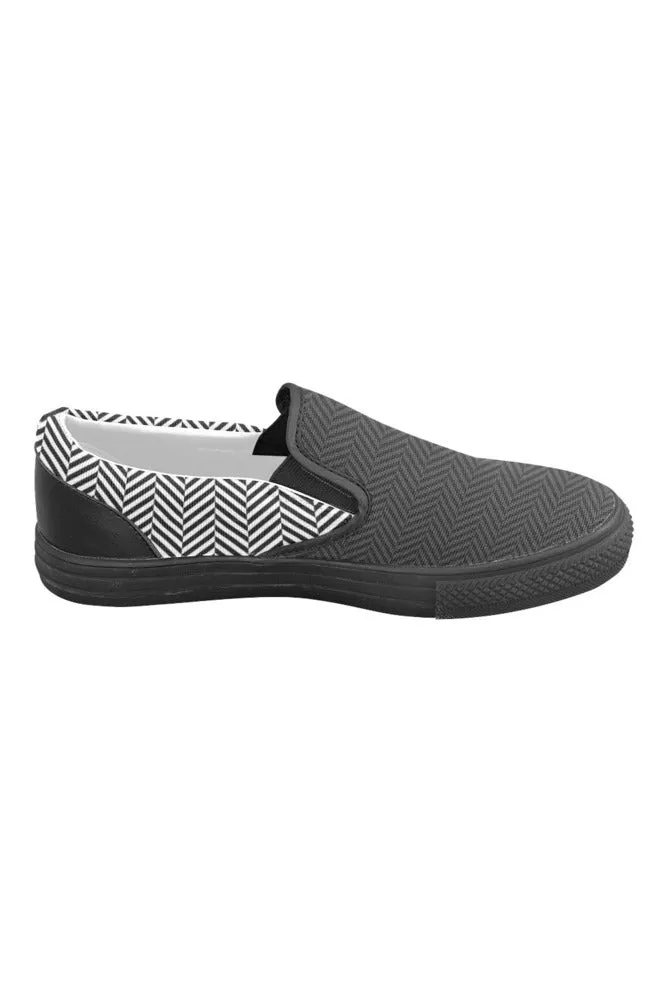 Herringbone Men's Slip-on Canvas Shoes (Model 019)