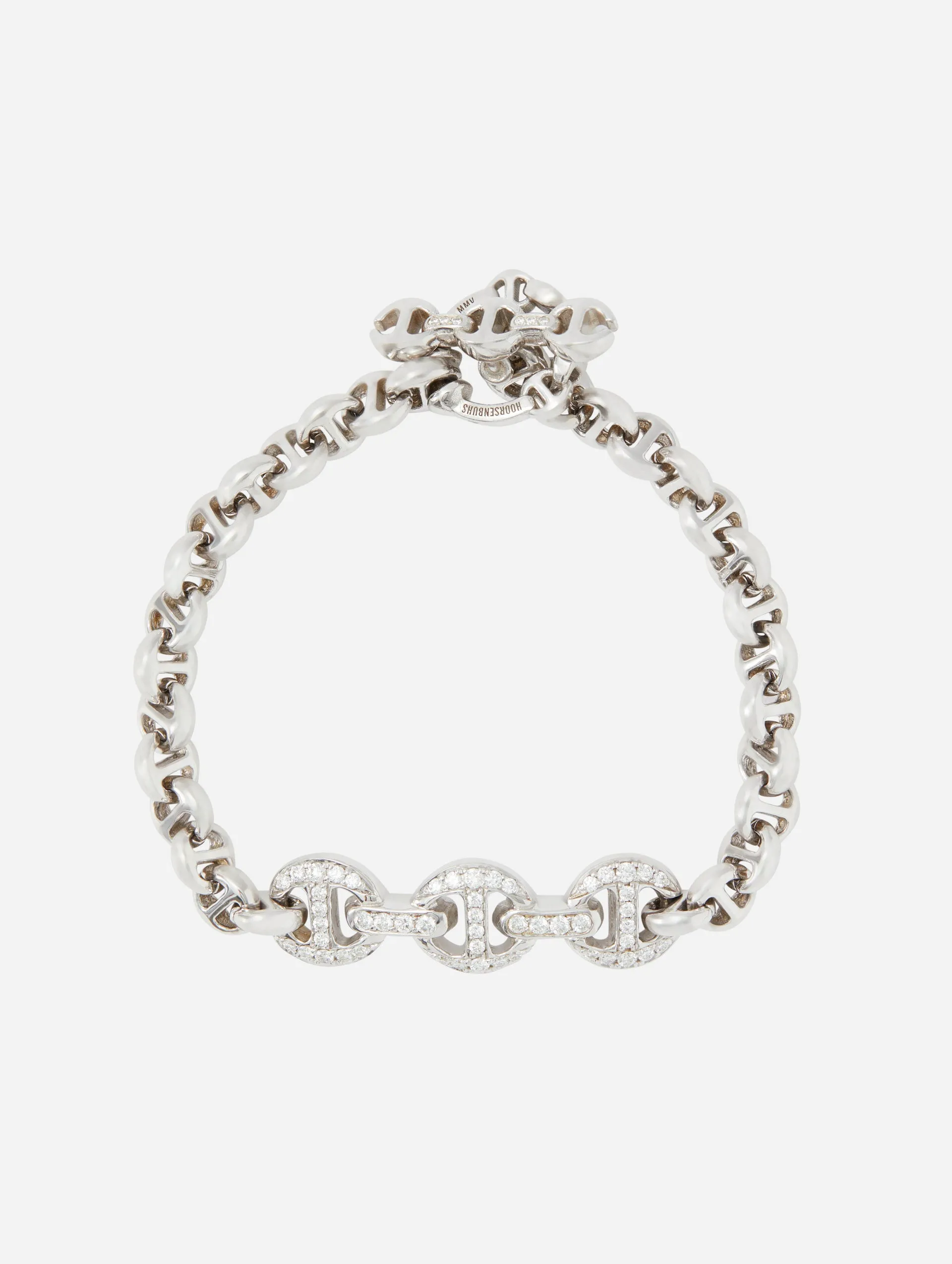 ID Bracelet With Antiquated Diamond Pendant