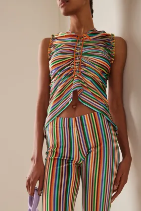 IZA MULTI COLOURED STRIPED VELVET TOP