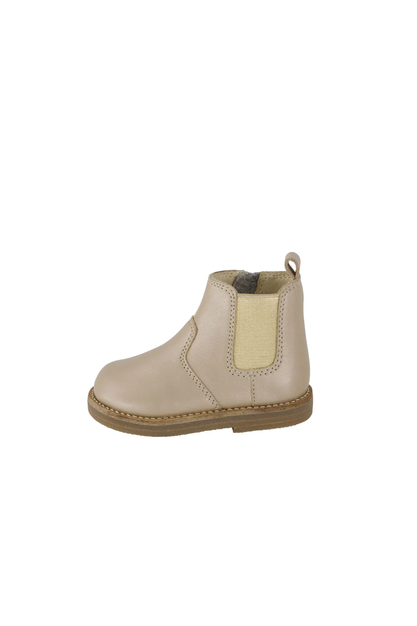 Leather Boot with Elastic Side - Matt Gold