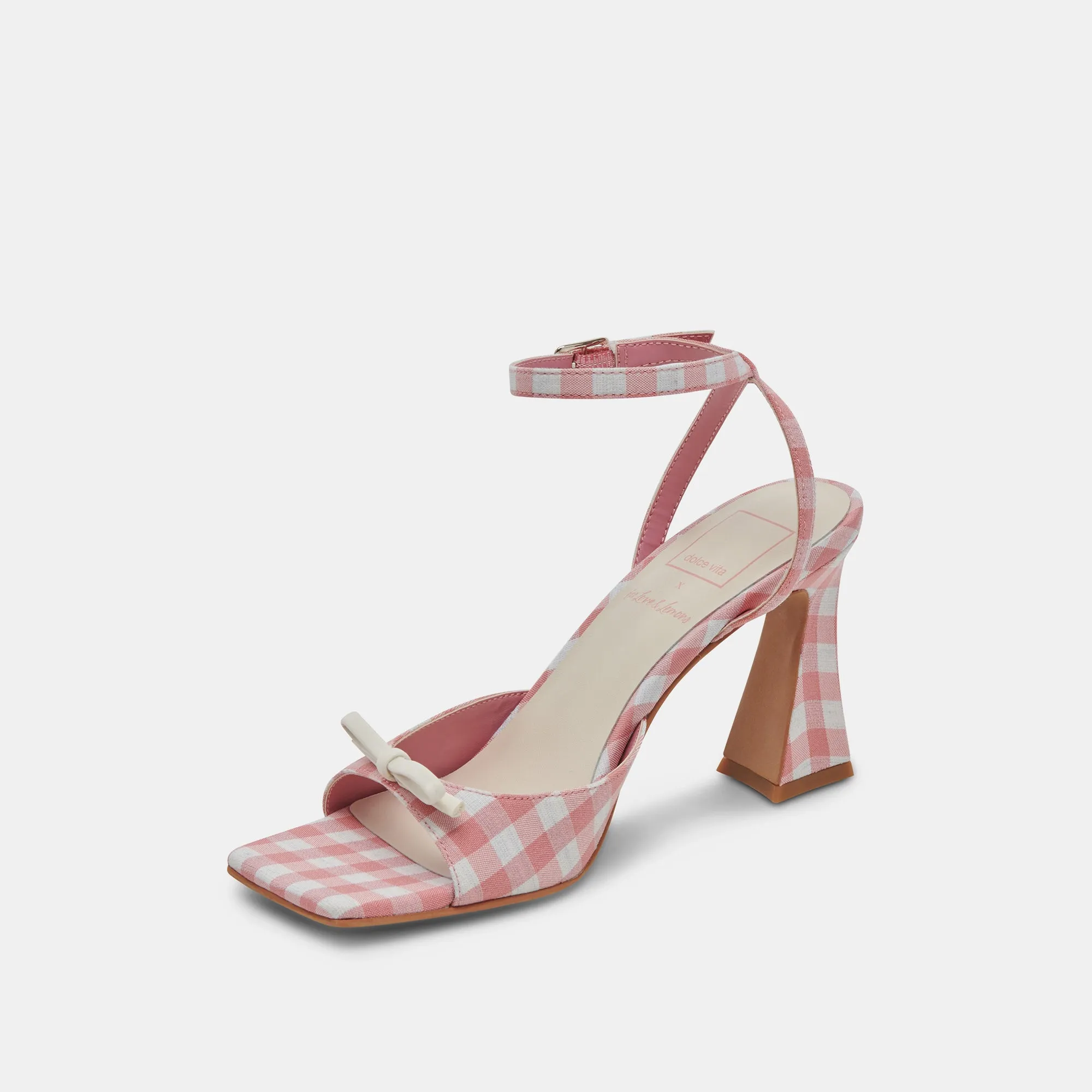 LOISE HEELS WHITE PINK GINGHAM