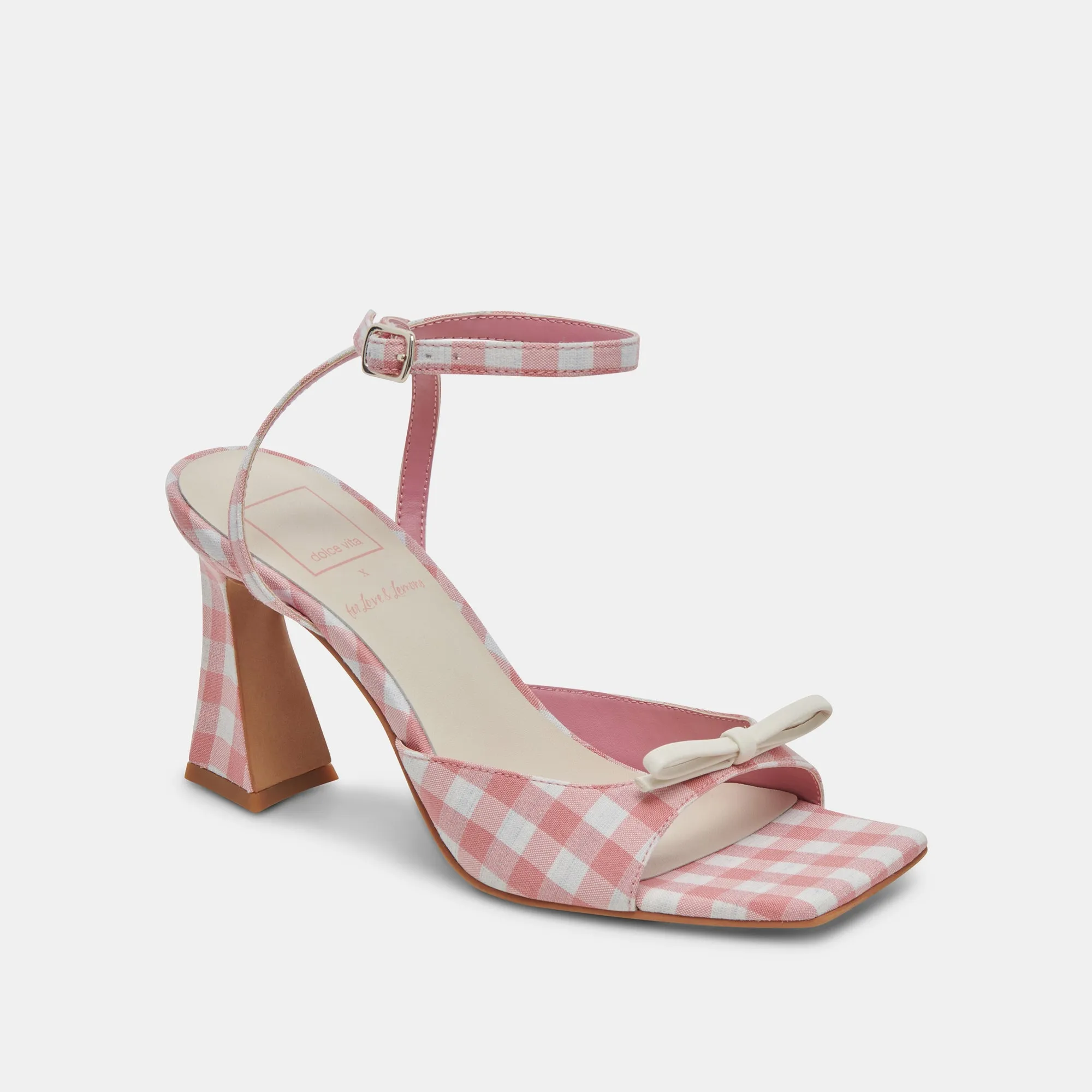 LOISE HEELS WHITE PINK GINGHAM