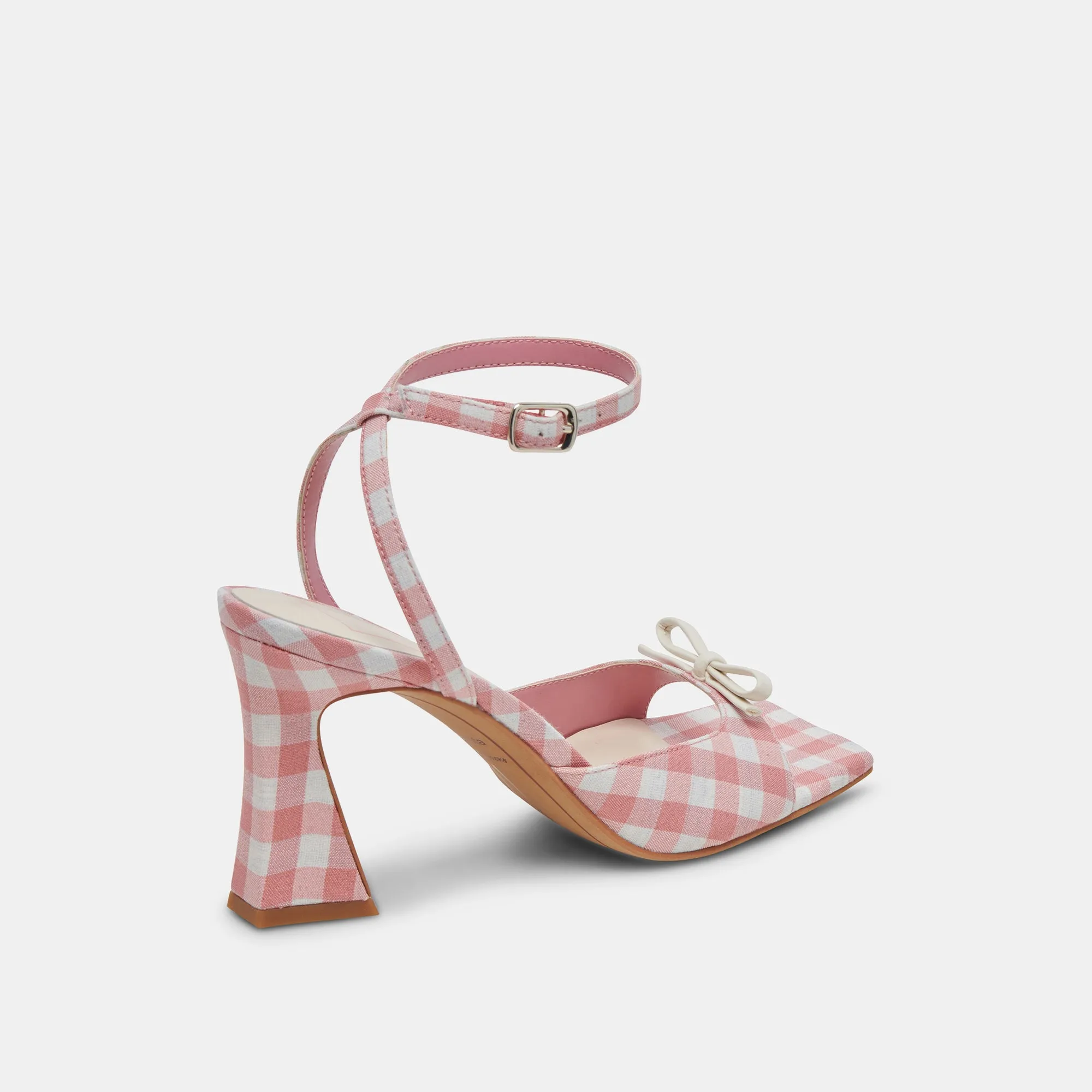 LOISE HEELS WHITE PINK GINGHAM