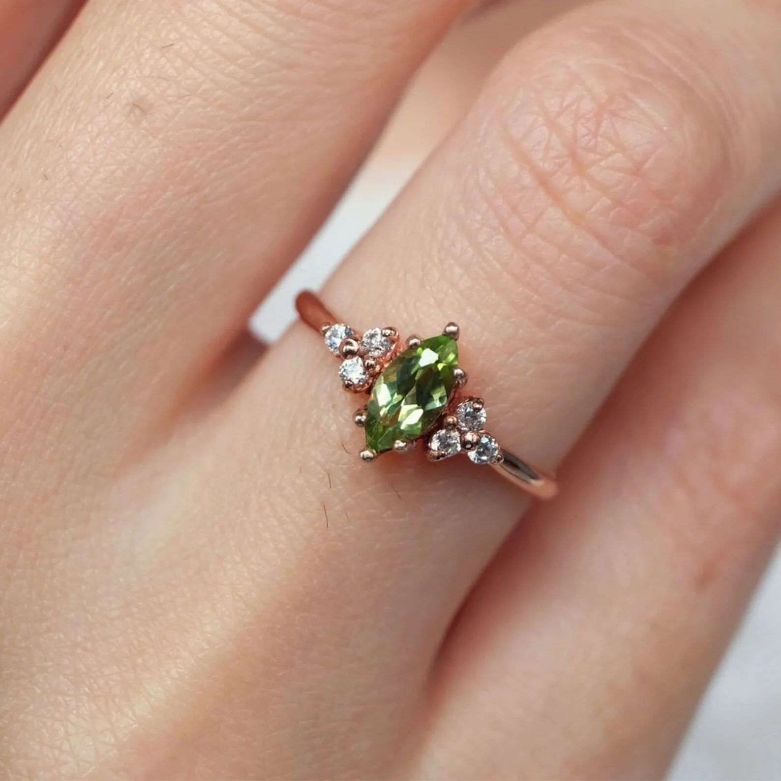 Marquise Peridot Diamond Ring Renée