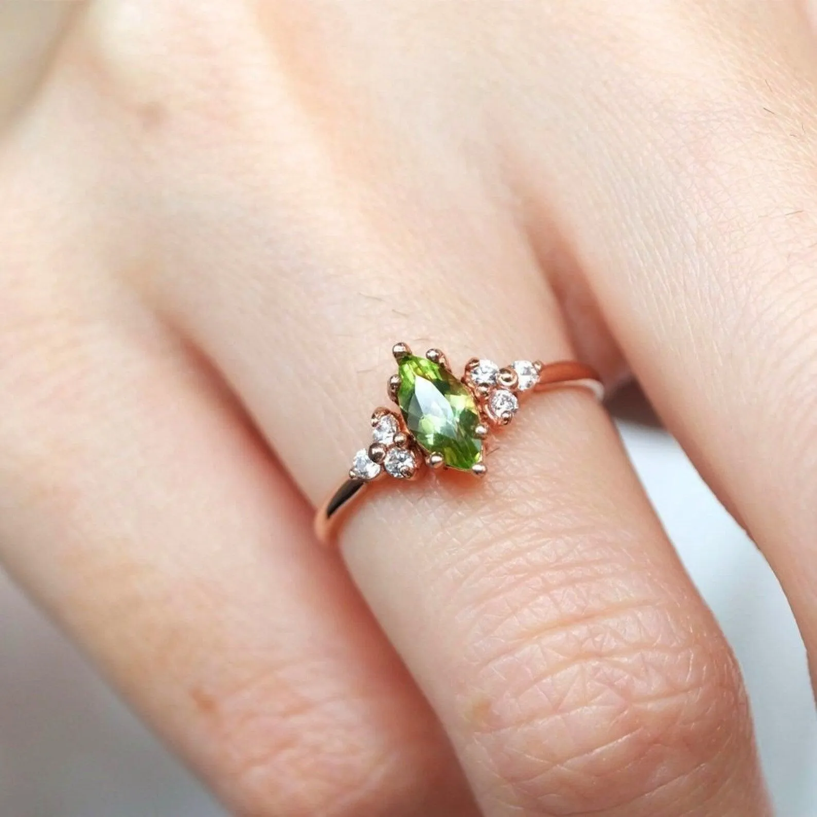 Marquise Peridot Diamond Ring Renée