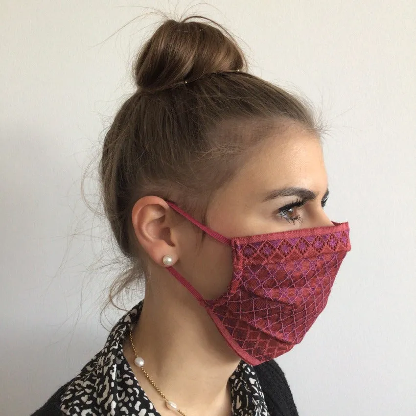 Mask | Checkered | Red Purple | 2-Layers | One Size