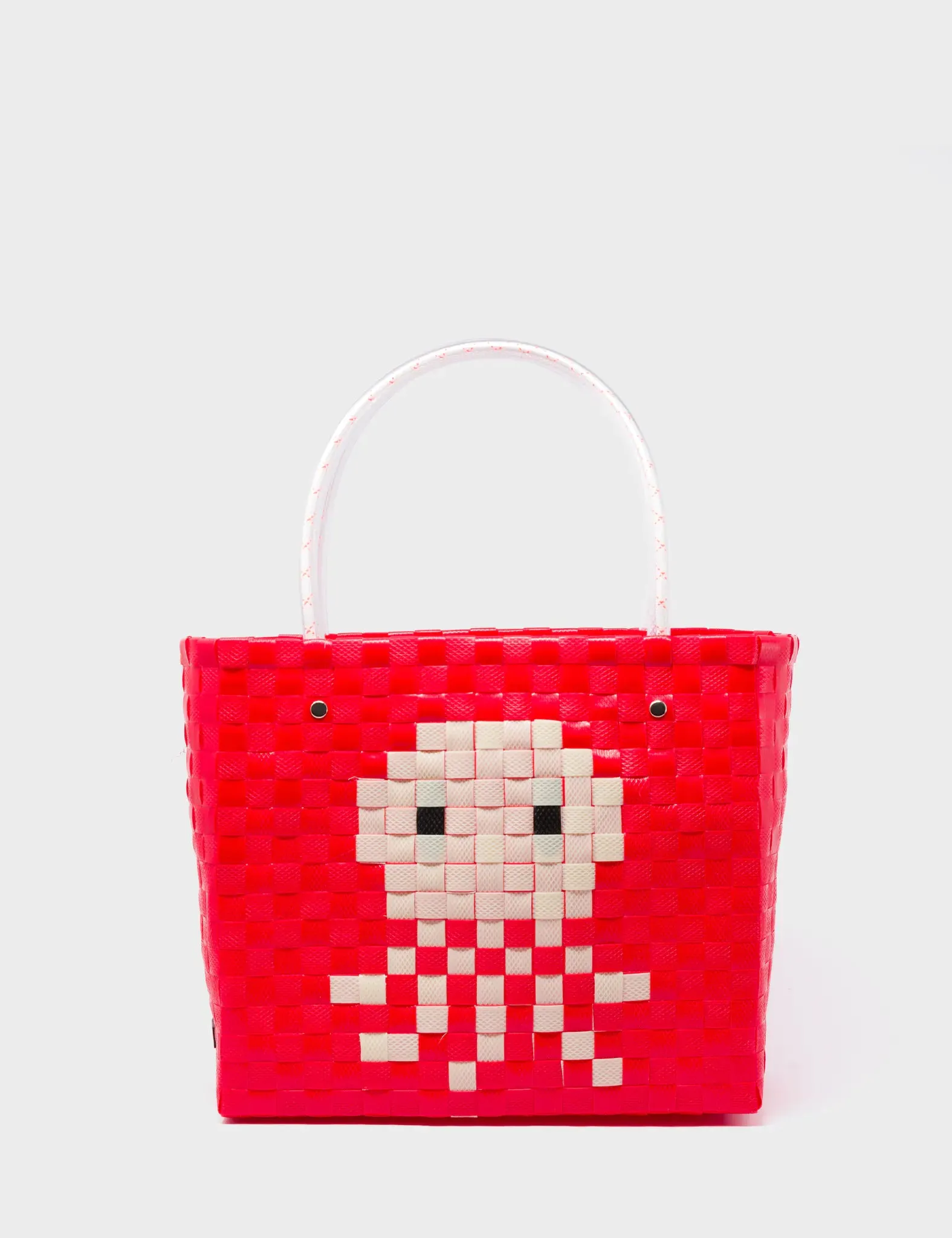 Medium Red Handwoven Market Bag - Octopus Design