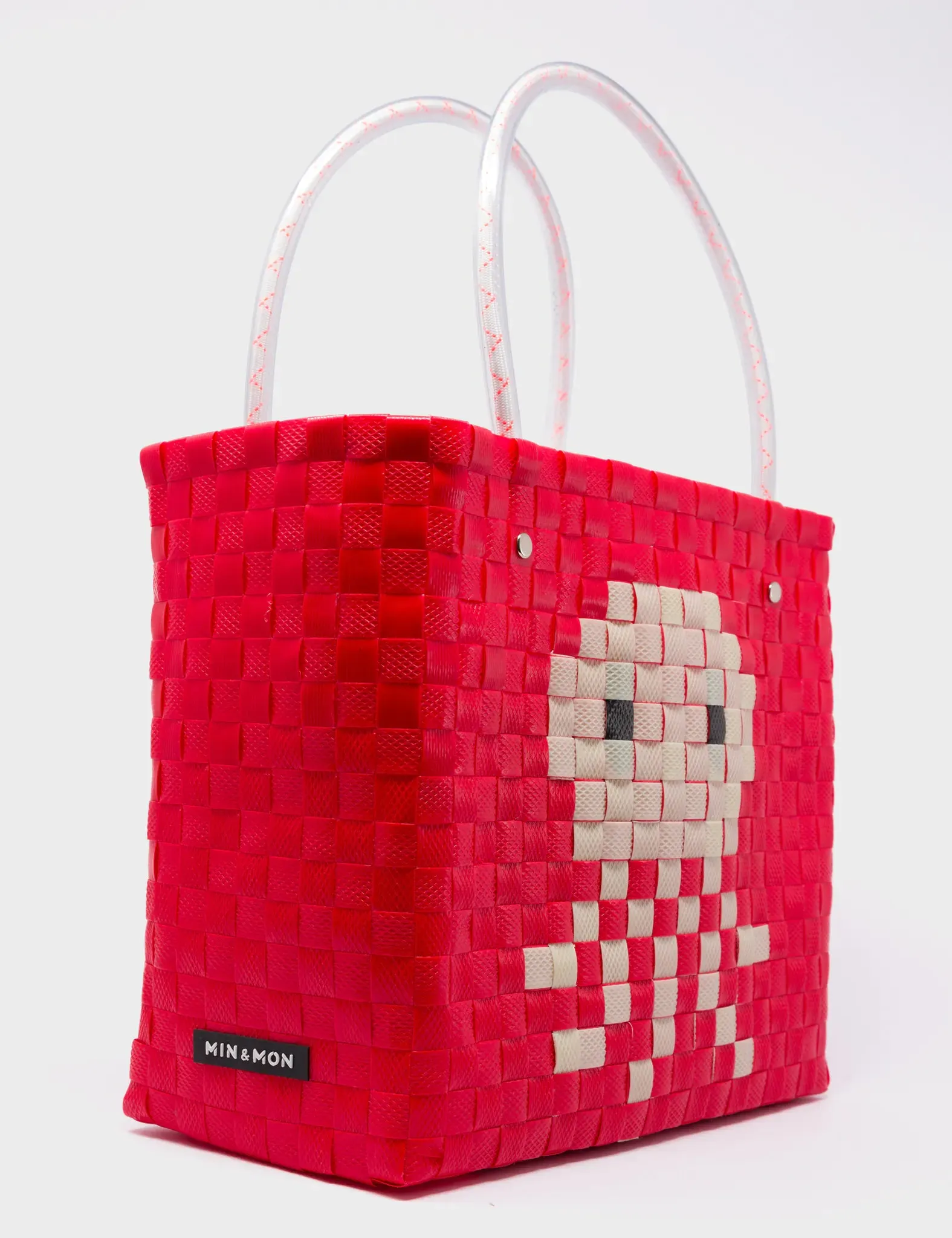 Medium Red Handwoven Market Bag - Octopus Design