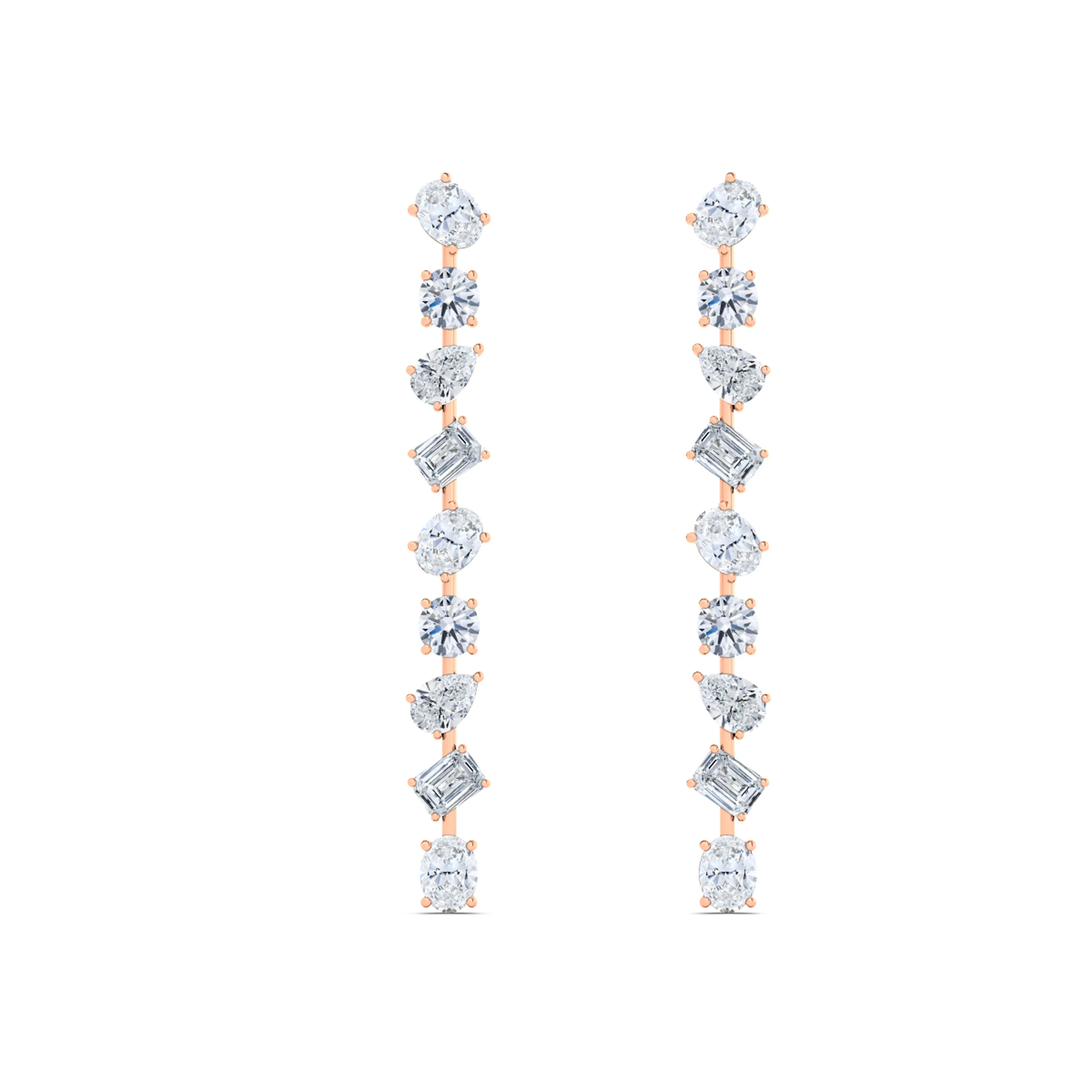 Mixed Shape Diamond Drop Earrings