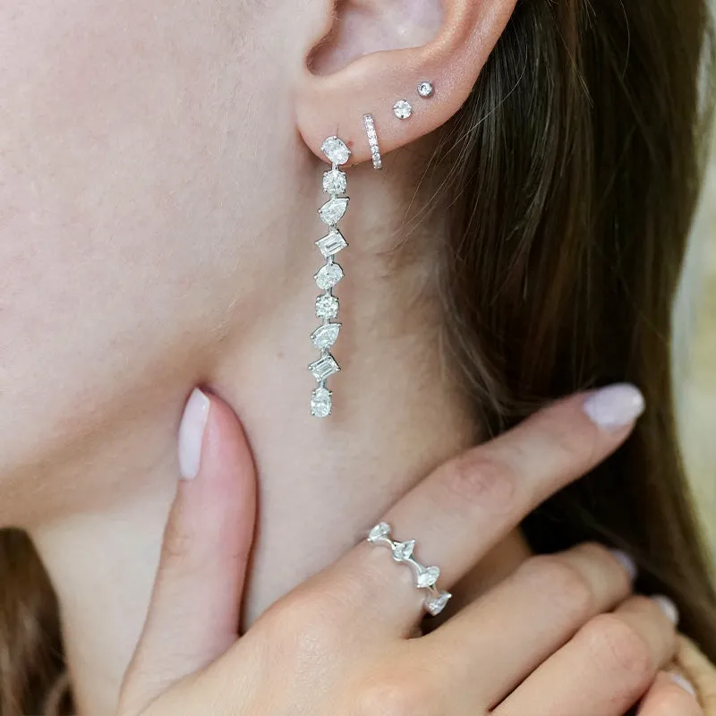 Mixed Shape Diamond Drop Earrings