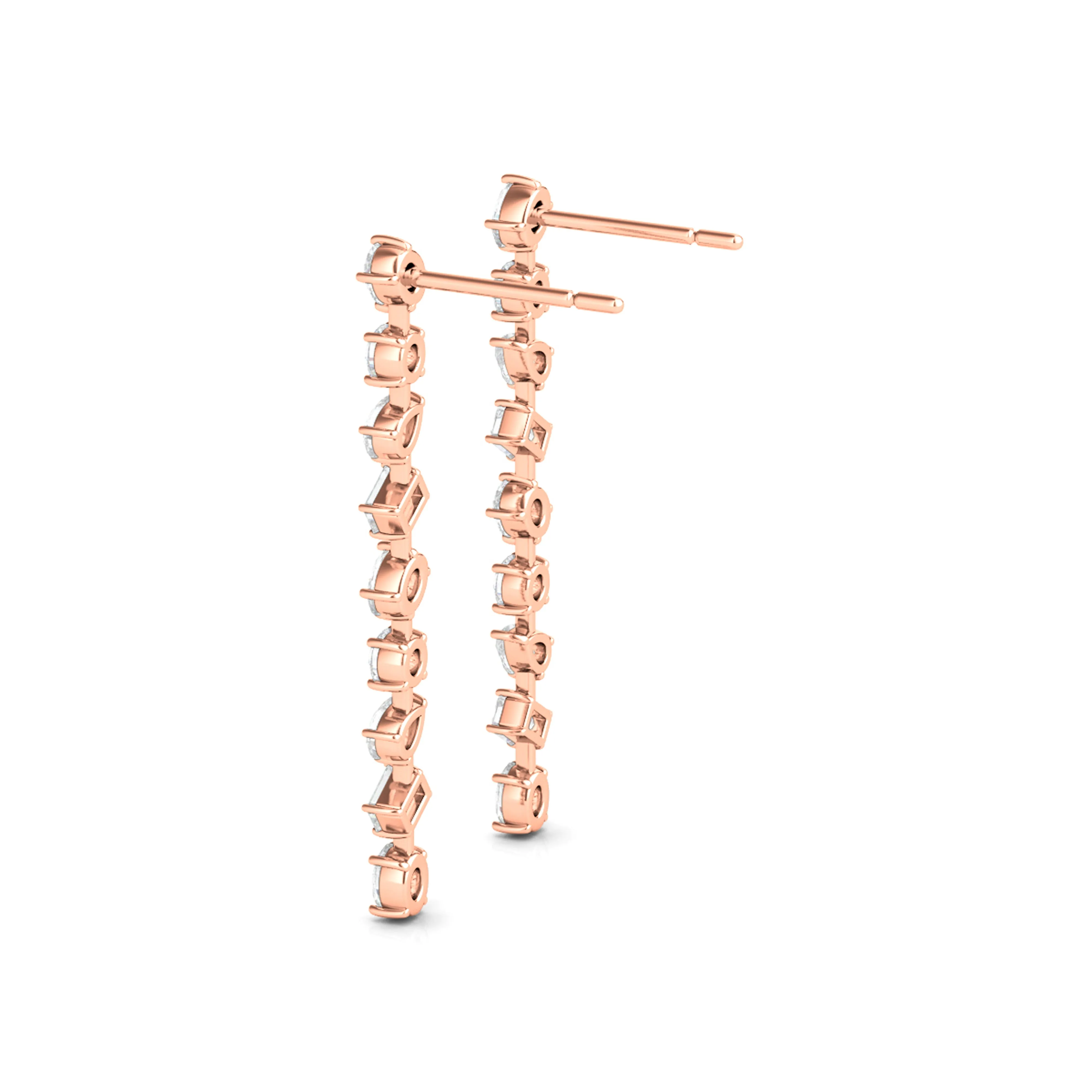 Mixed Shape Diamond Drop Earrings