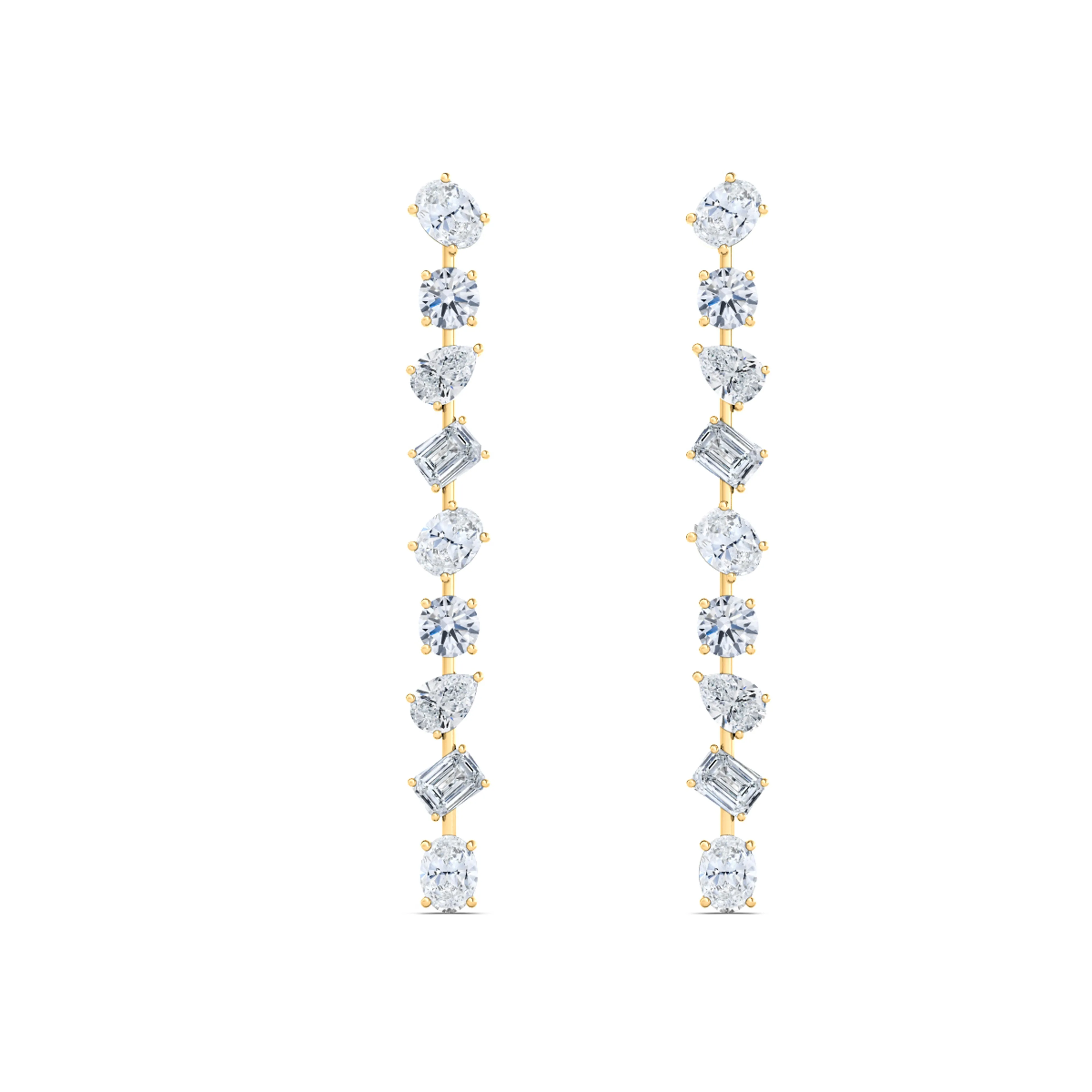 Mixed Shape Diamond Drop Earrings