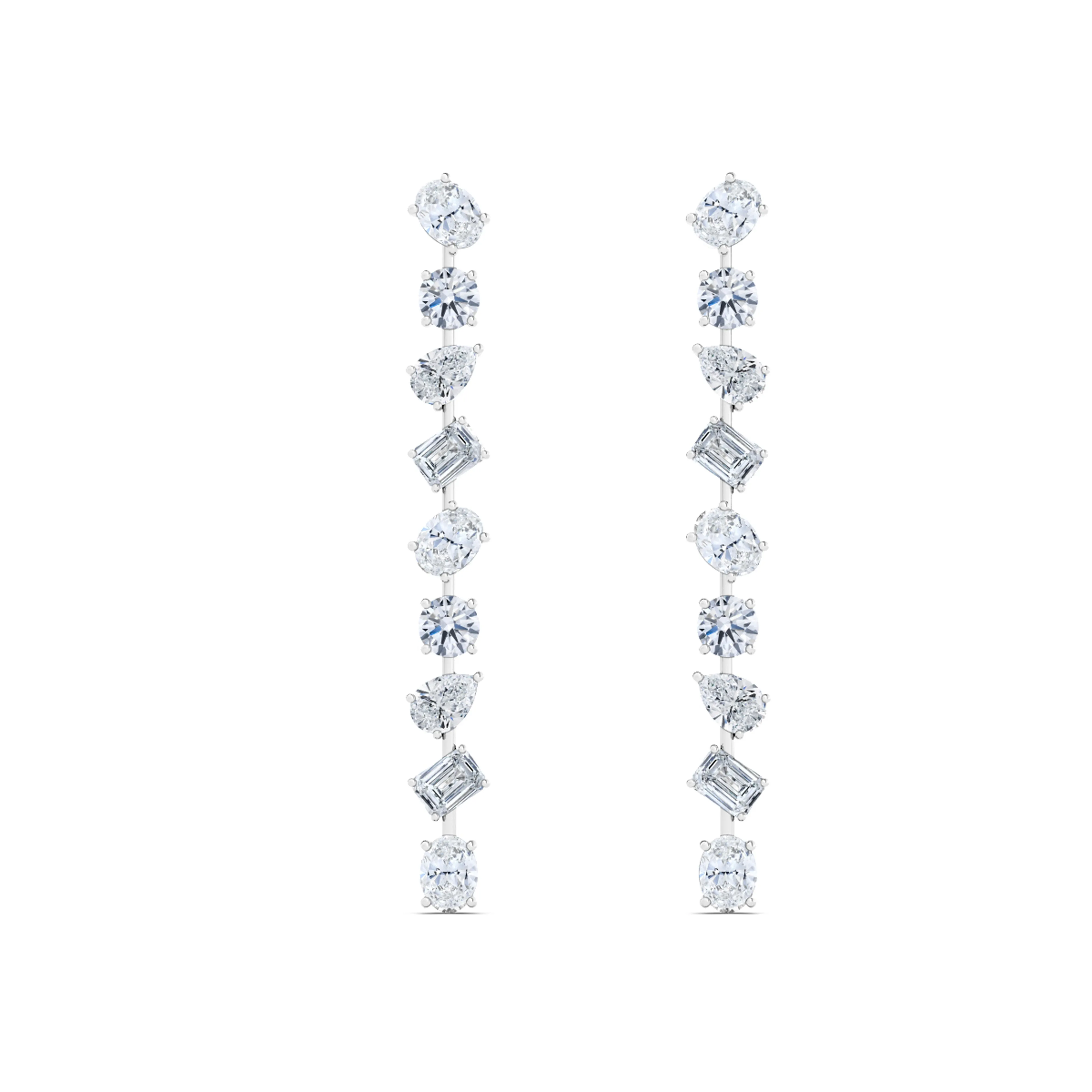 Mixed Shape Diamond Drop Earrings