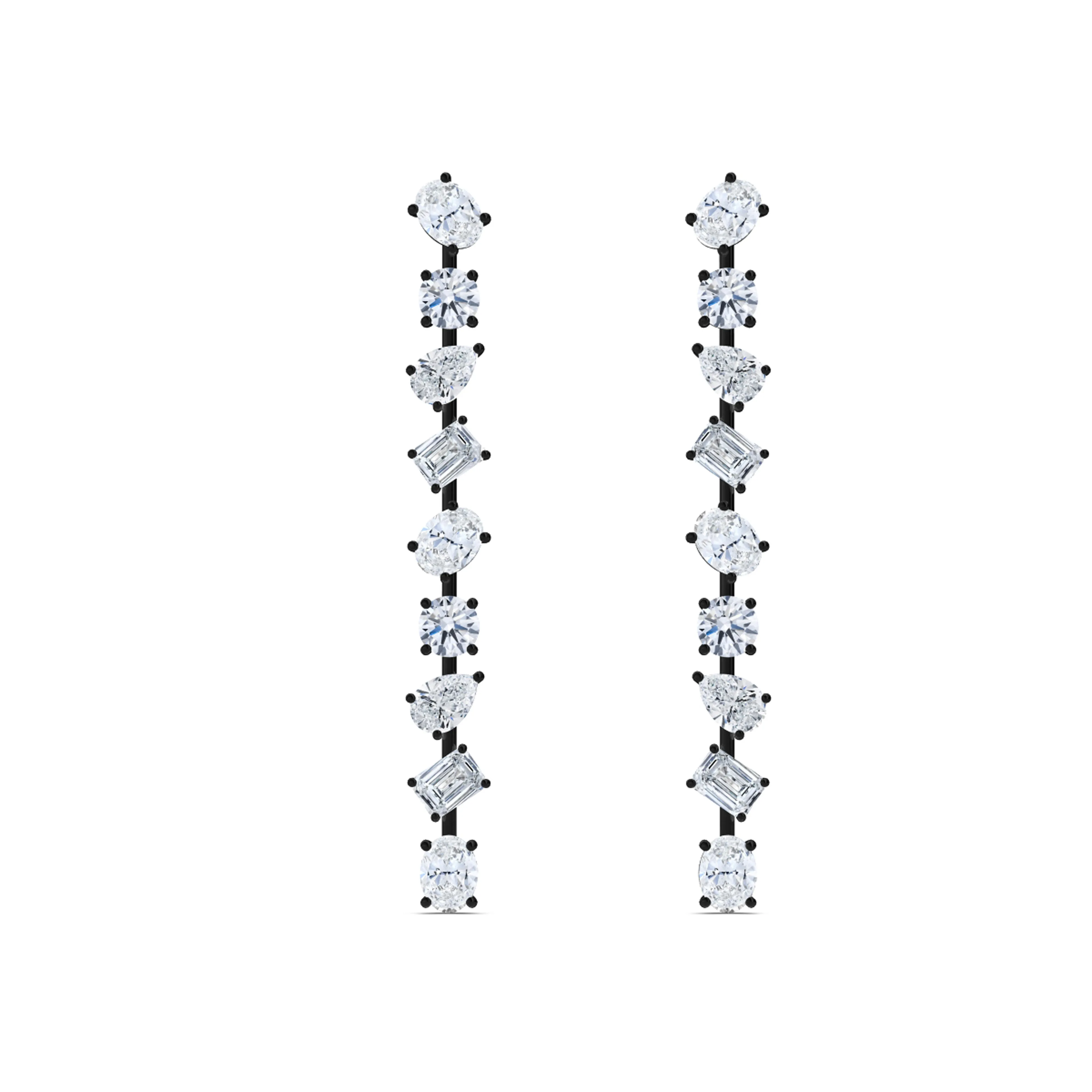 Mixed Shape Diamond Drop Earrings