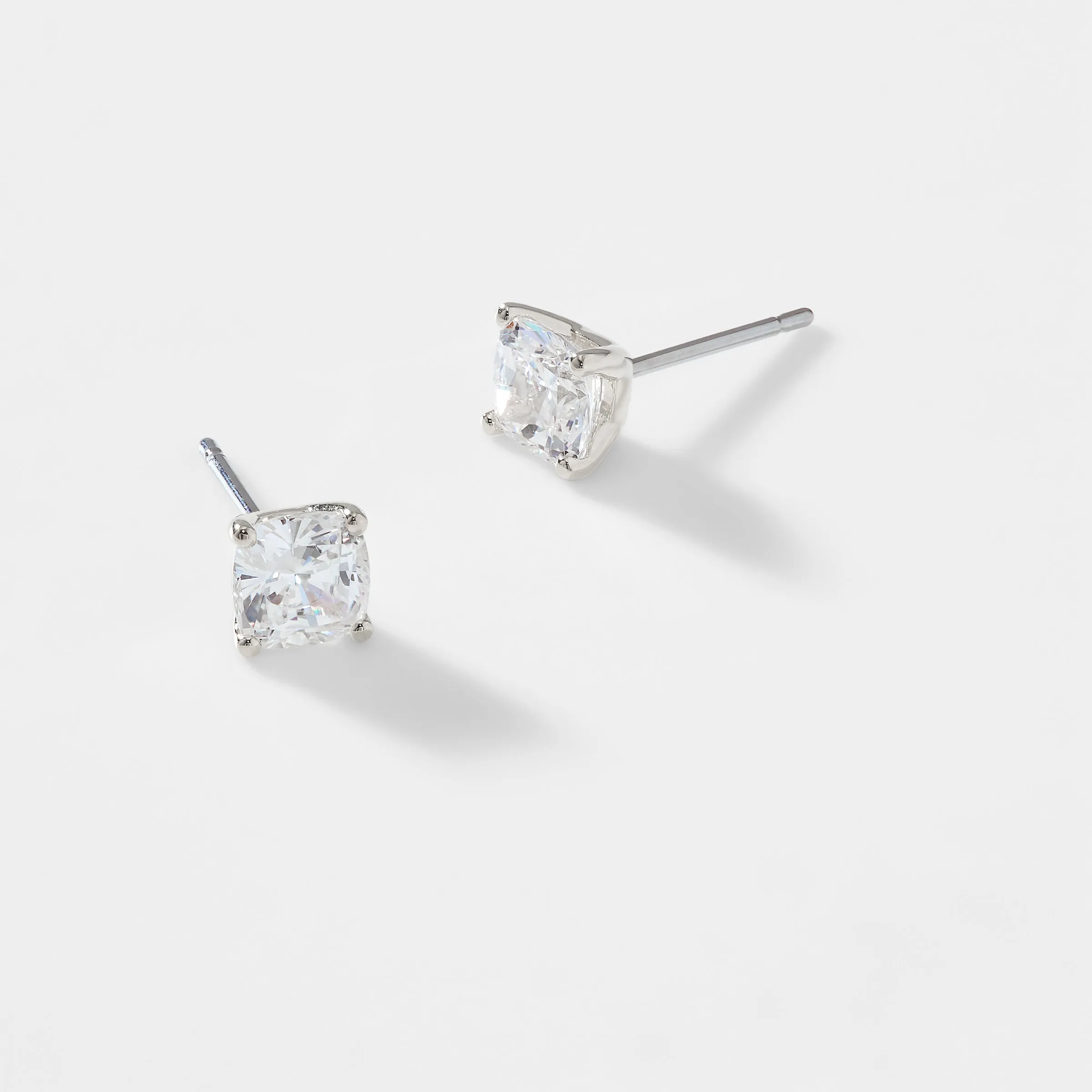 MODERN LOVE CUSHION CUT CZ STUD EARRINGS