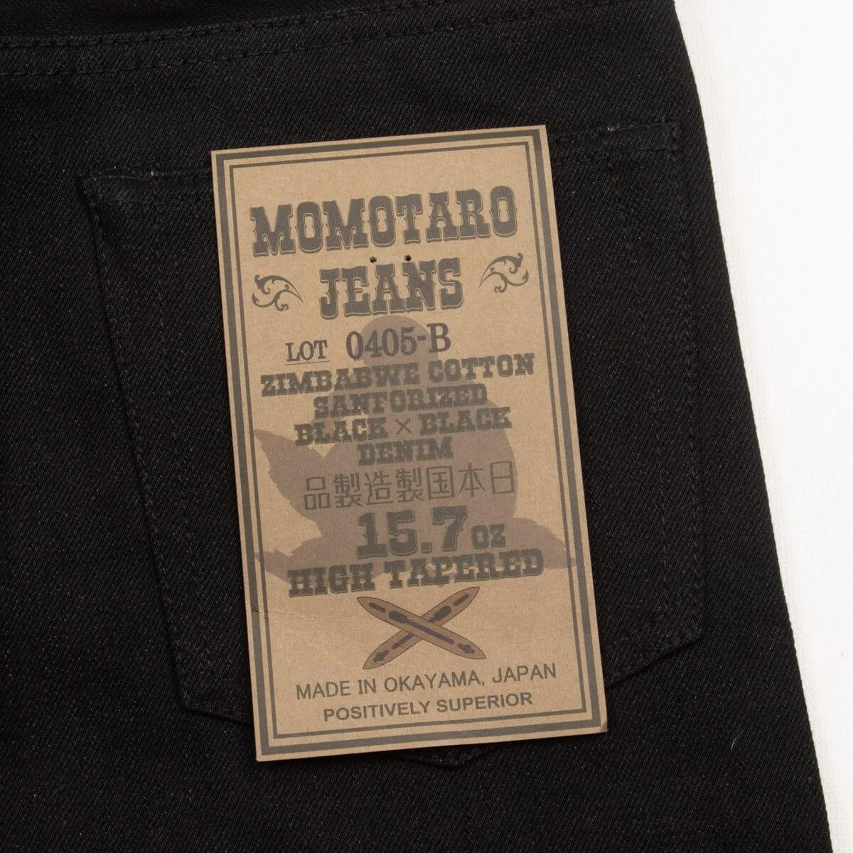 Momotaro Jeans - 0405-B 15.7oz Black Selvedge Denim - High Tapered Fit