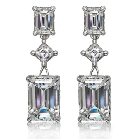 MONROE 12 CARAT EMERALD CUT INTERNALLY FLAWLESS DIAMOND DANGLING EARRINGS IN PLATINUM GIA CERTIFIED BY MIKE NEKTA