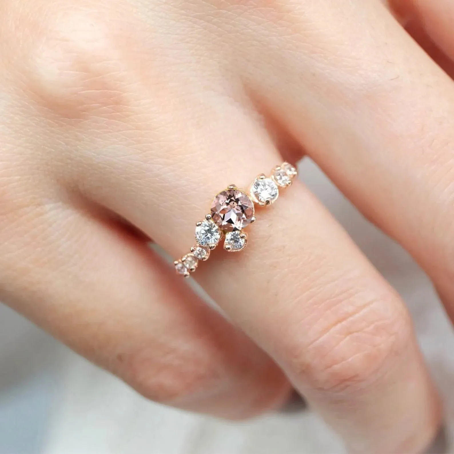 Morganite Cluster Ring Illari