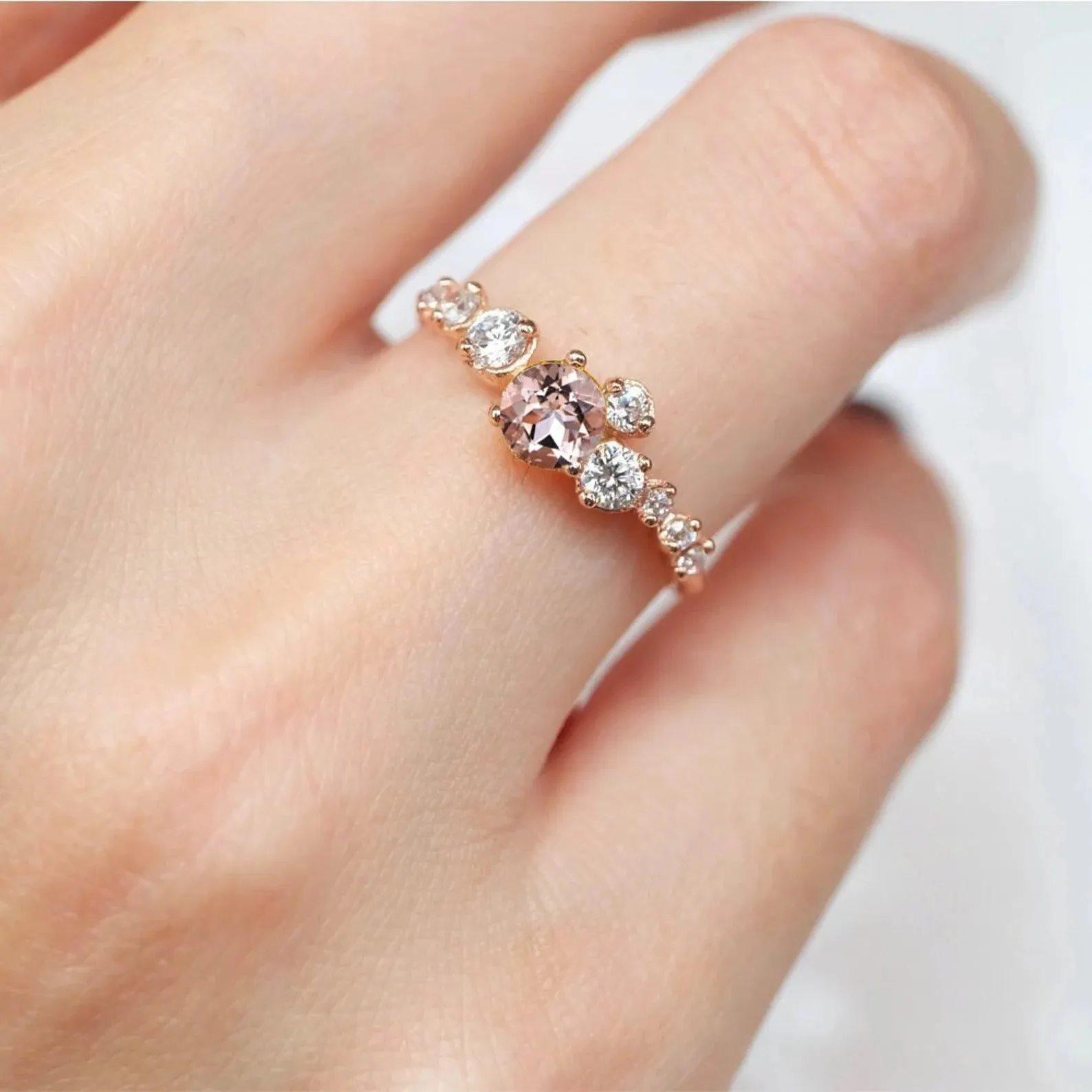 Morganite Cluster Ring Illari