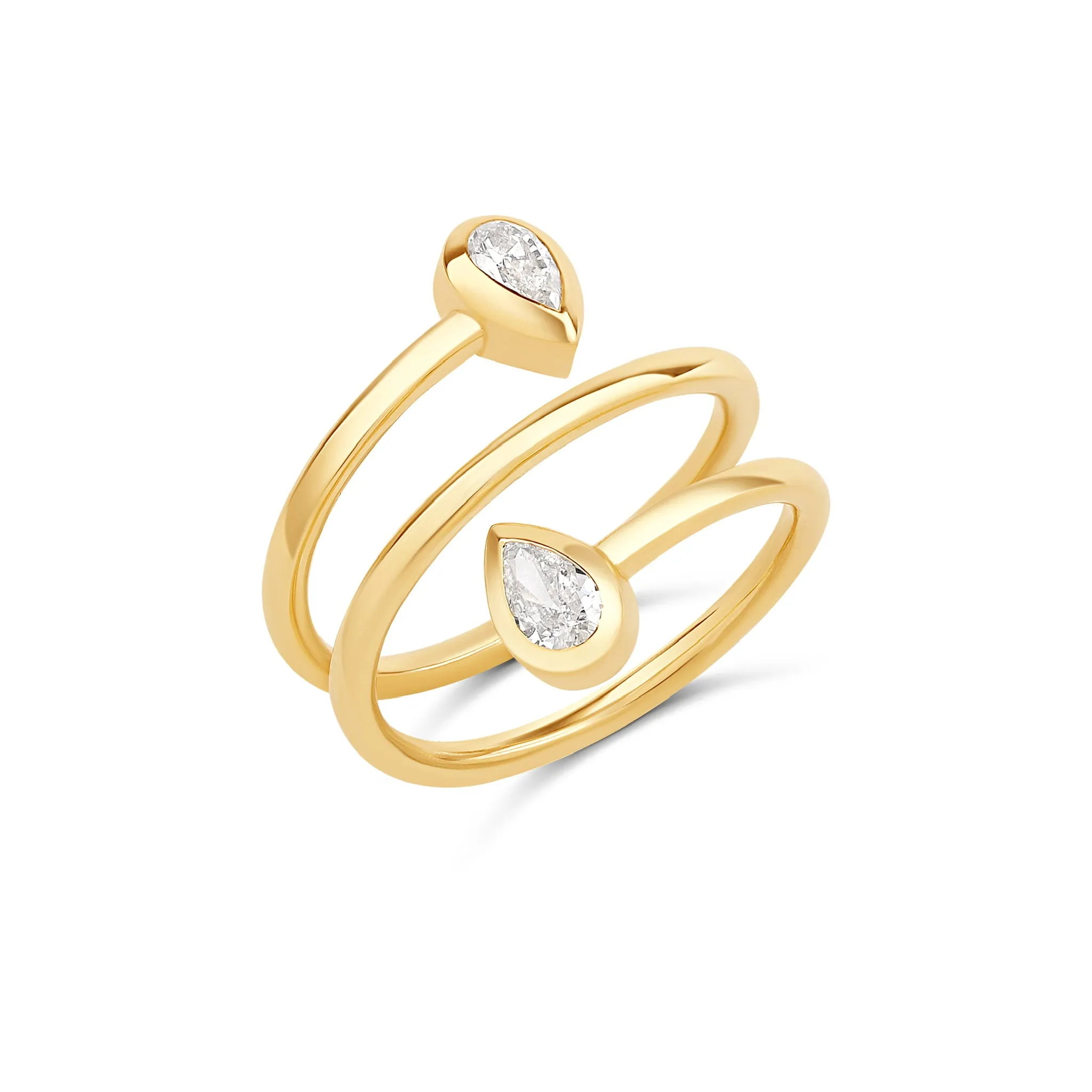 Multishape Diamond Bezels Mini Spiral Ring