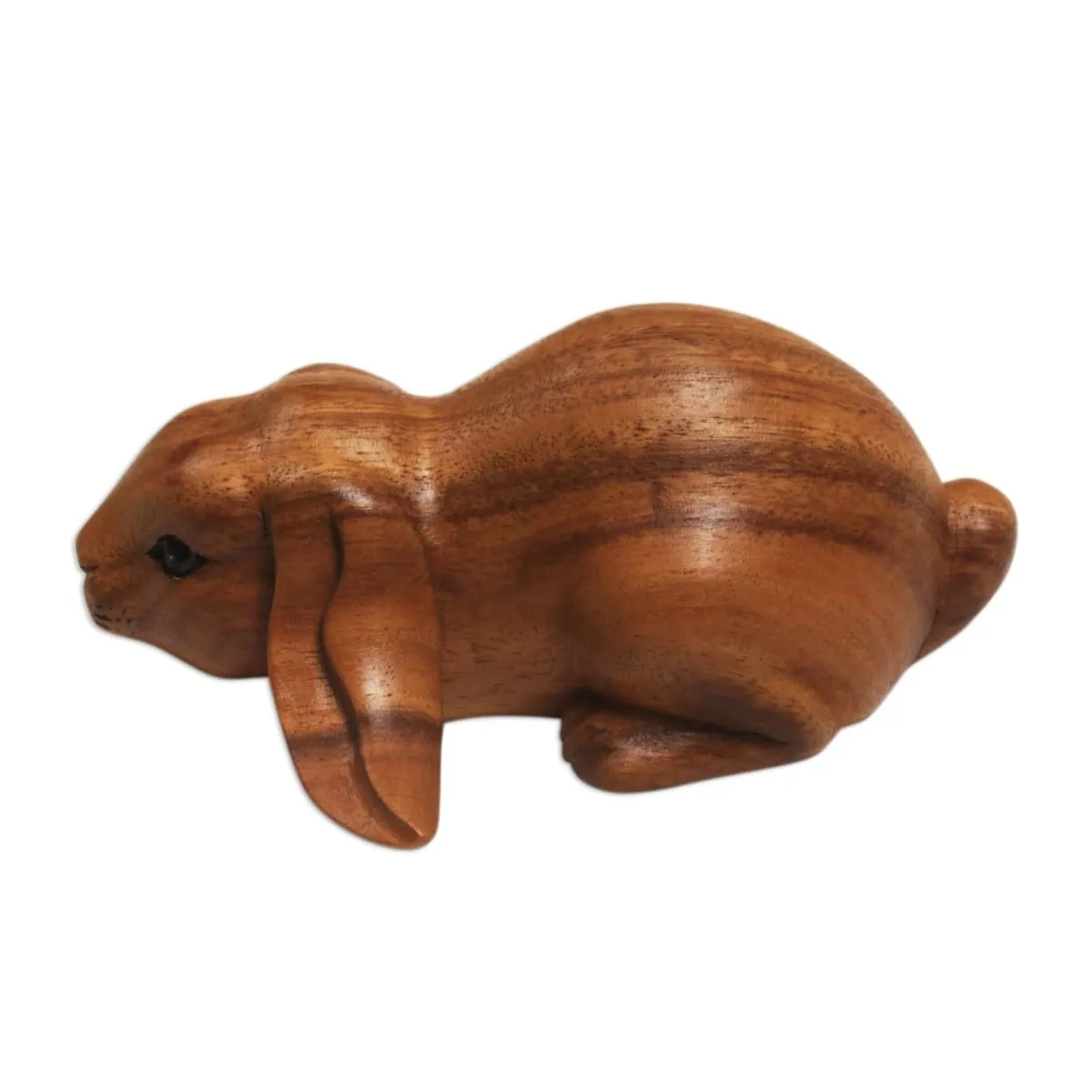 Novica Begging Rabbit In Brown Wood Sculpture