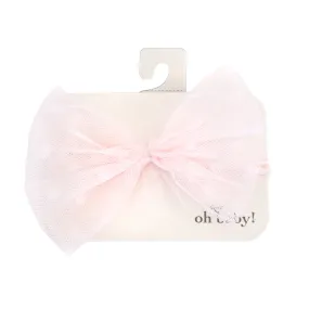 oh baby! Dotted Mesh Bow on Nylon Headband - Pale Pink