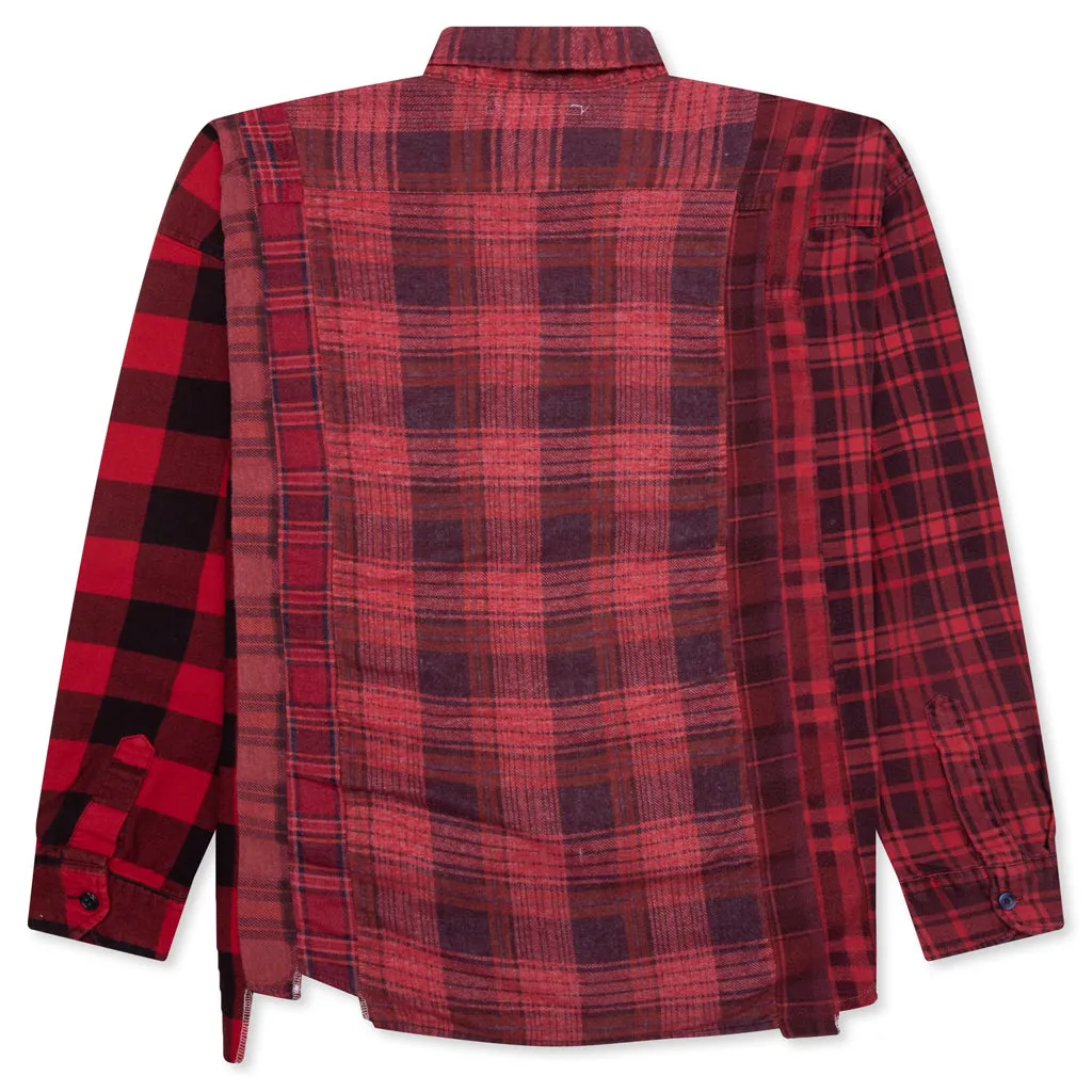 Over Dye 7 Cuts Wide Shirt - Red