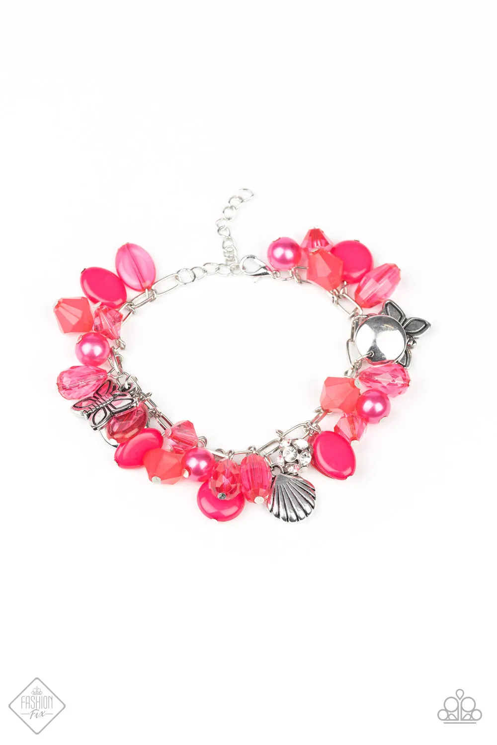 Paparazzi Accessories - Buzzing Beauty Queen Fashion Fix Pink Bracelet February 2020