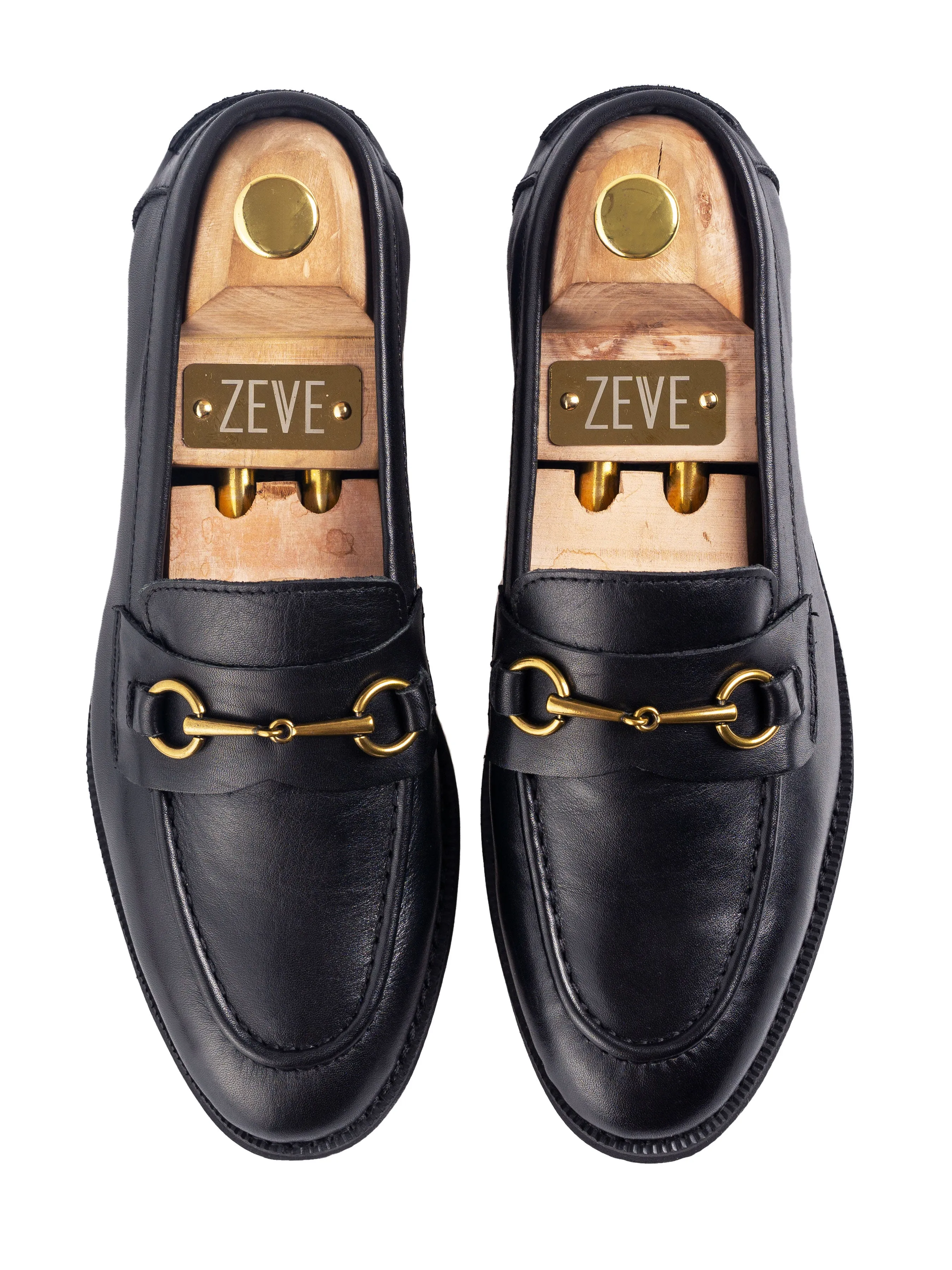 Penny Loafer Horsebit Buckle - Black Leather (Crepe Sole)