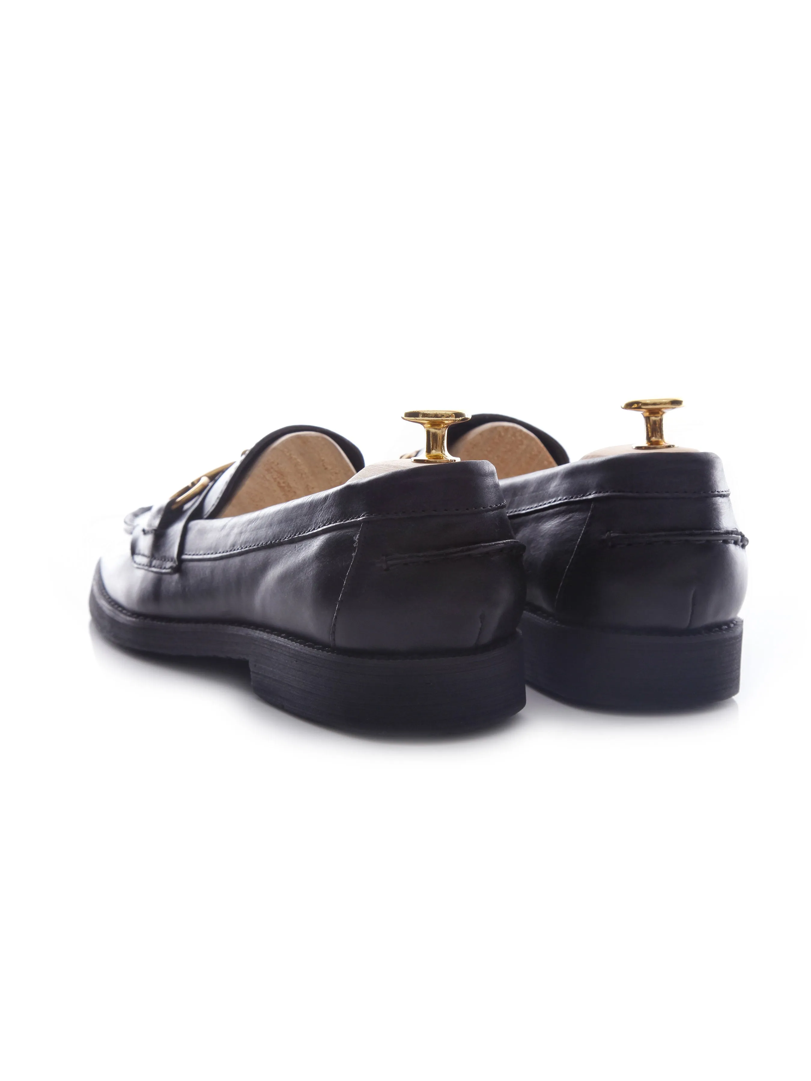 Penny Loafer Horsebit Buckle - Black Leather (Crepe Sole)