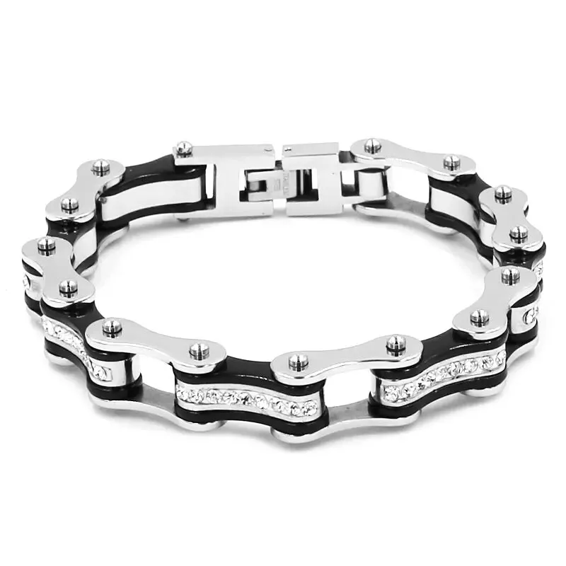 Pink Bling Motorcycle Bracelet,Stainless Steel