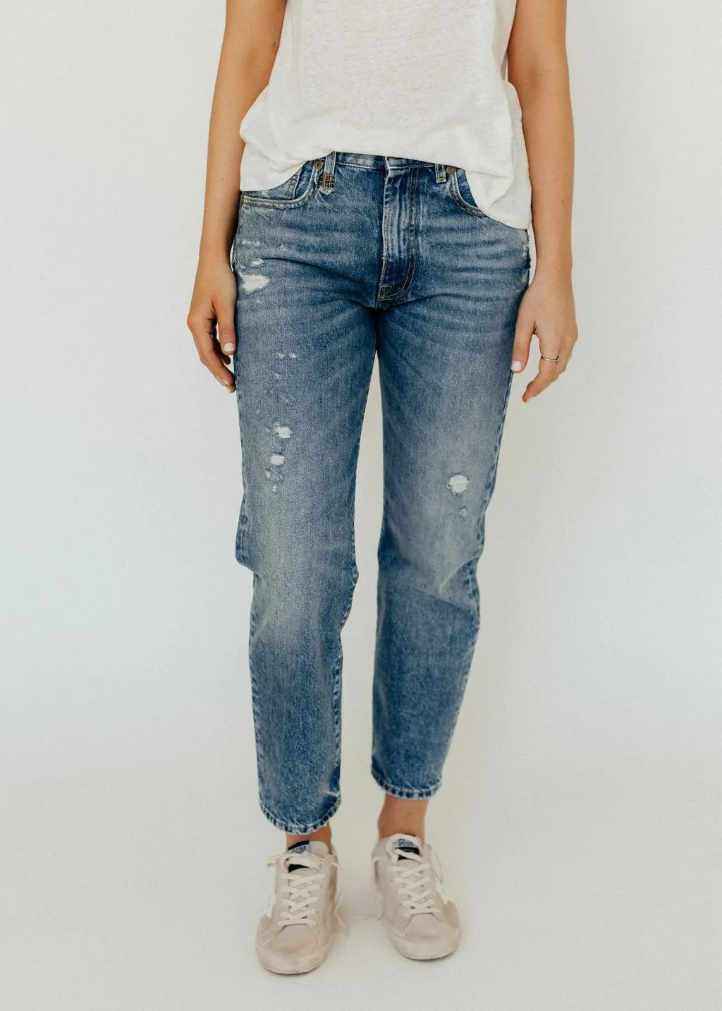 R13 Boyfriend Jeans in Bain Rips