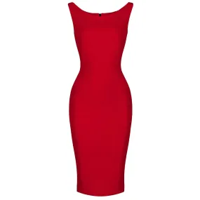 Red 40s Bodycon Sleeveless Hollywood Wiggle Dress