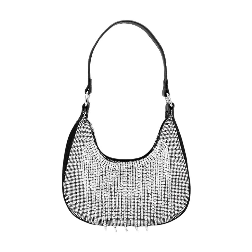 Rhinestone Fringe Evening Shoulder Crossbody Bag