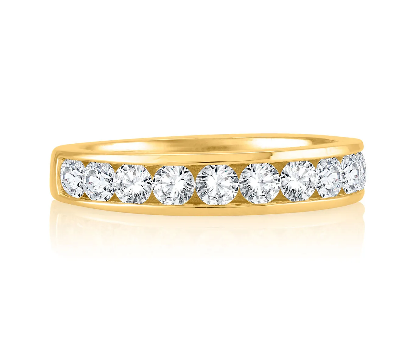 Round Diamond Channel Wedding Band