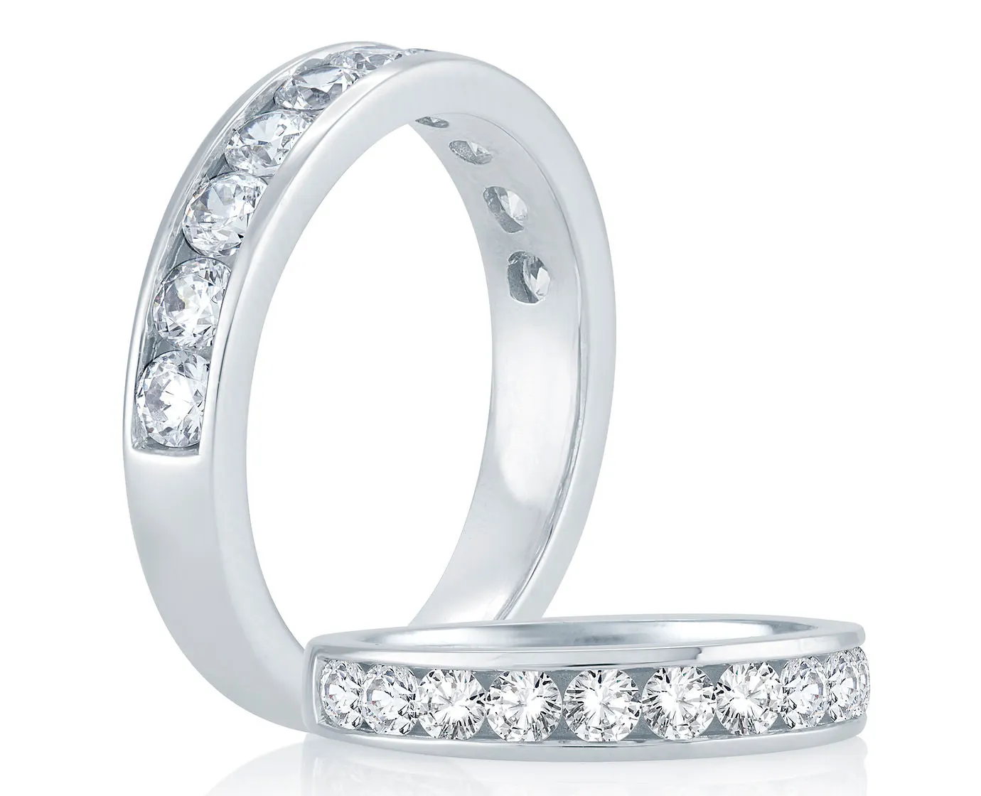 Round Diamond Channel Wedding Band