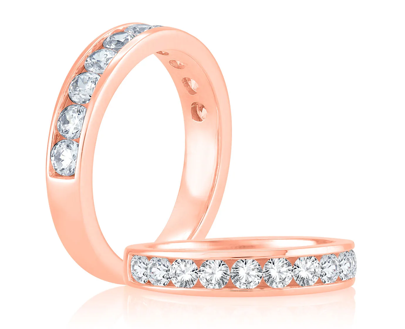 Round Diamond Channel Wedding Band