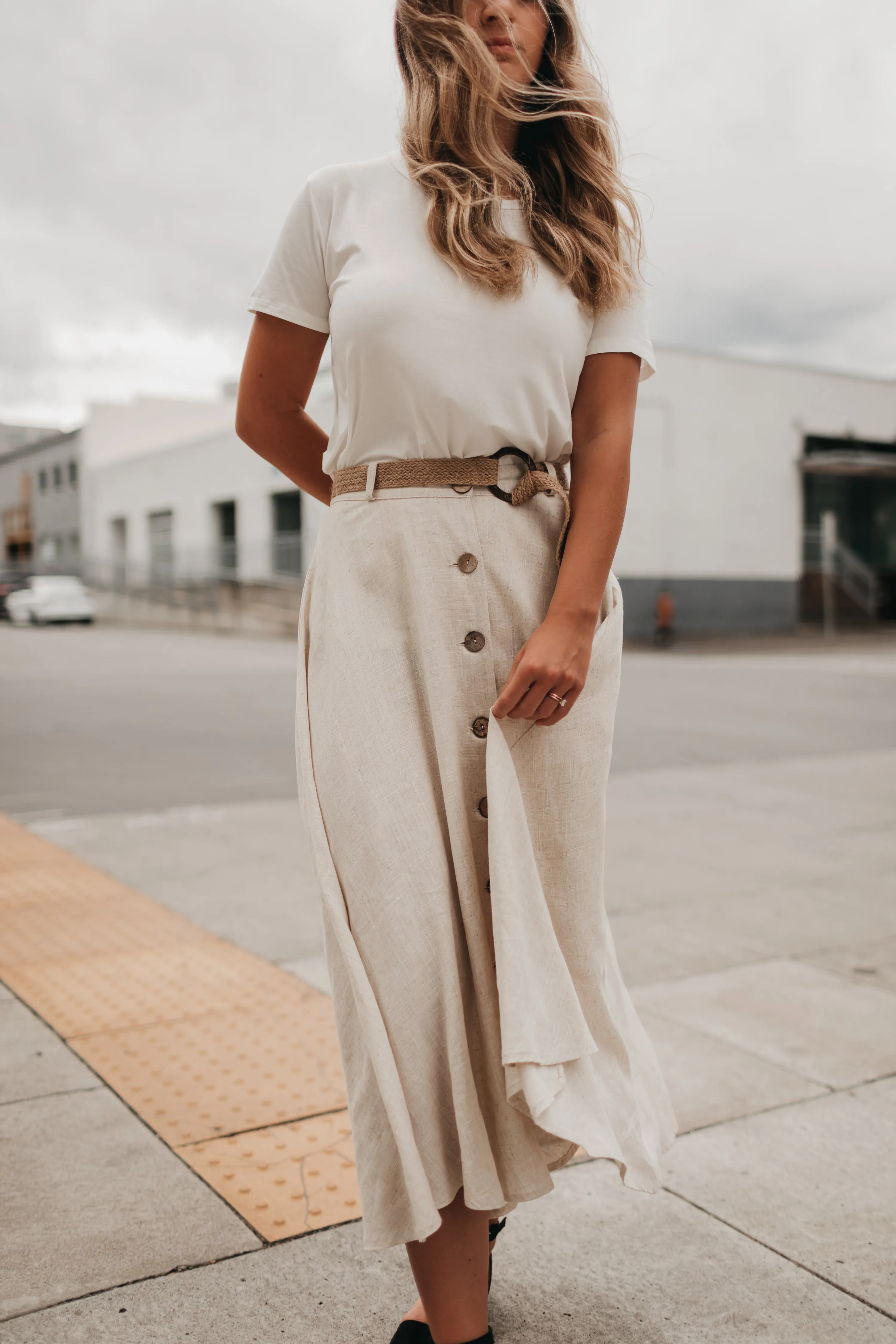 Scarlett Midi Skirt in Oatmeal