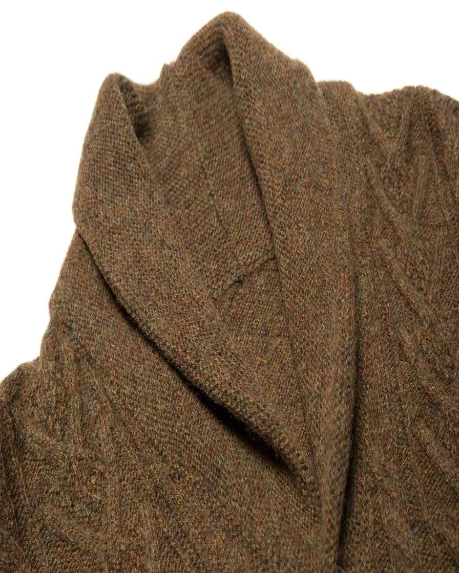 Shetland Wool Cable-knit Cardigan