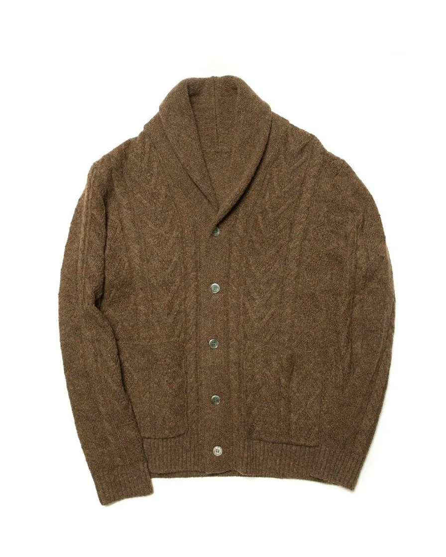 Shetland Wool Cable-knit Cardigan