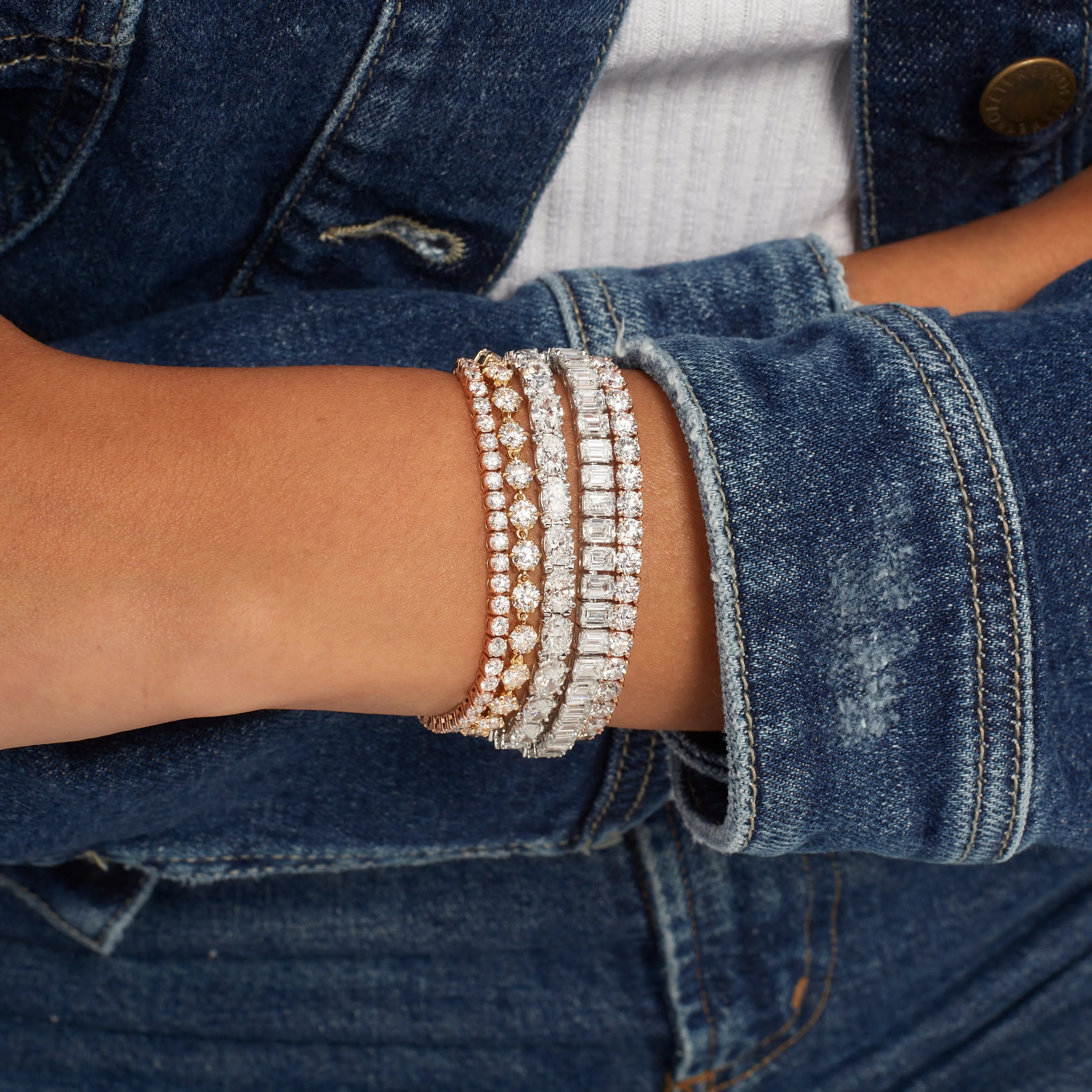 Sideways Oval Diamond Tennis Bracelet