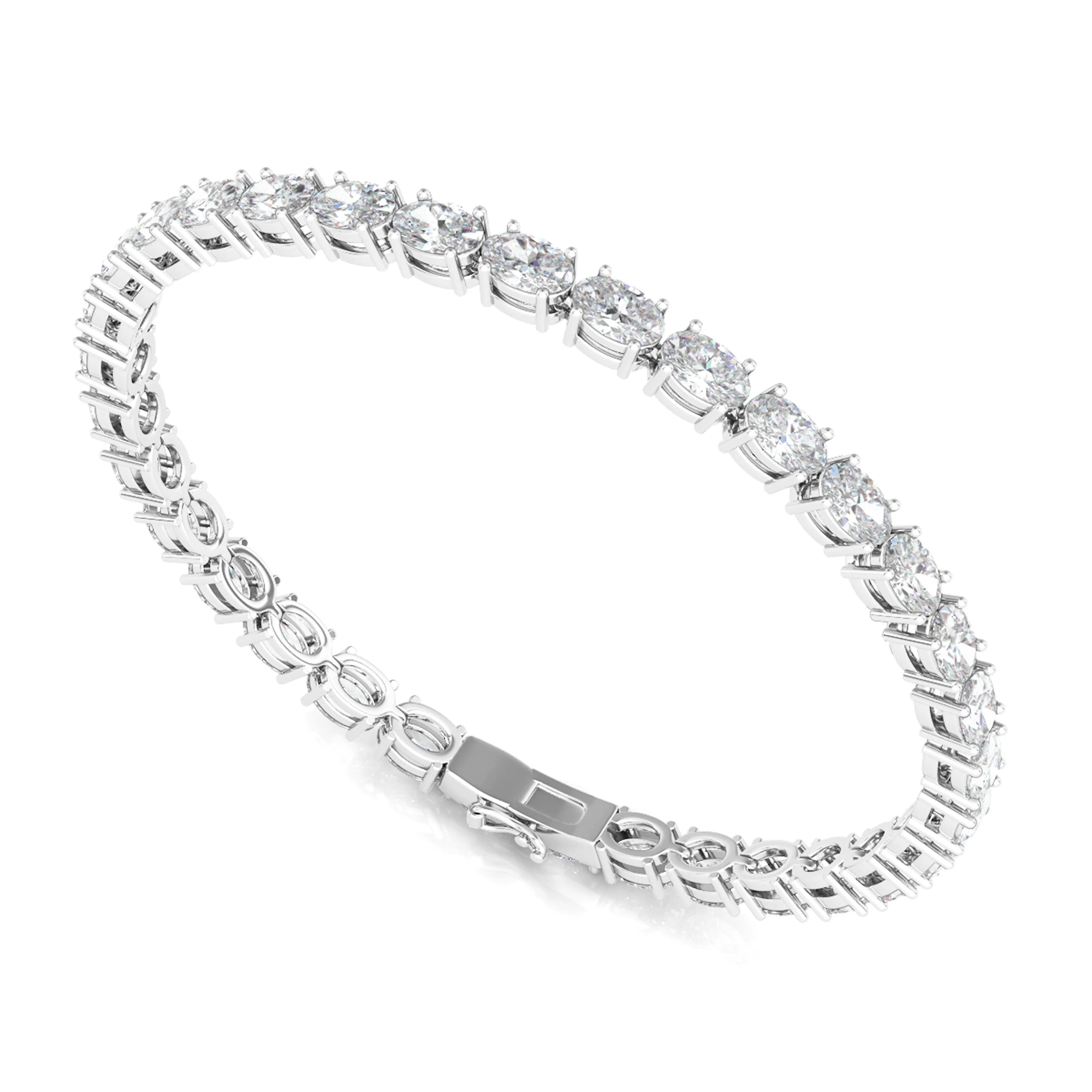 Sideways Oval Diamond Tennis Bracelet